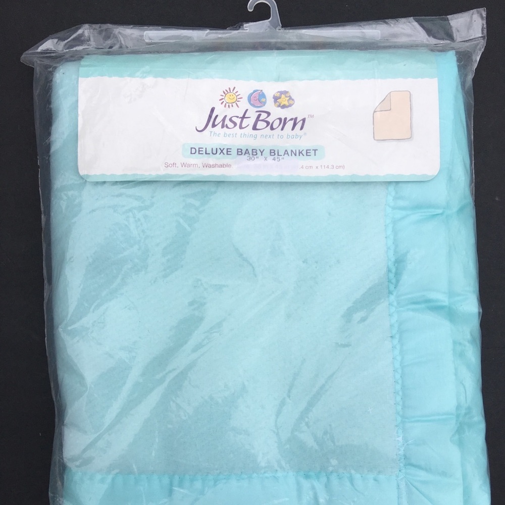Vintage Just Born Baby Blanket Acrylic Green Cuddletime Cuddle Buddie USA New
